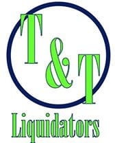 A t & t liquidators logo with the company name in green.